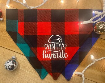 Santa’s favourite dog bandana | Christmas cat bandana | Christmas bandana | Christmas plaid