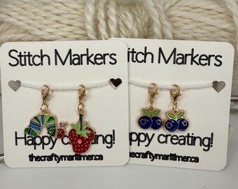 Summer Berry Stitch Marker Set, Knitting and Crochet Progress Keepers