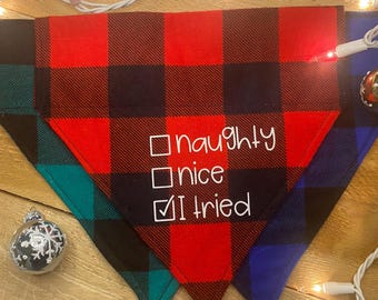 Funny Christmas dog bandana | Christmas cat bandana | Christmas bandana | Christmas plaid