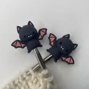 Bat needle protector set of 2 Stitch stoppers Stitch protectors Knitting notions Needle stoppers halloween knitting