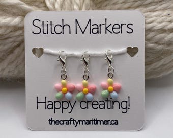 Bubble Flower Stitch Marker Set: Knitting Crochet Progress Keepers