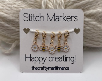 Gold Bee & Daisy Stitch Markers: Knitting Crochet Progress Keepers
