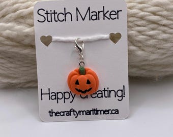 Jack-o'-Lantern Stitch Marker: Knitting Crochet Progress Keeper Halloween