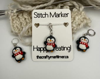 Penguin Stitch Marker: Knitting Crochet Progress Keeper Christmas Holiday