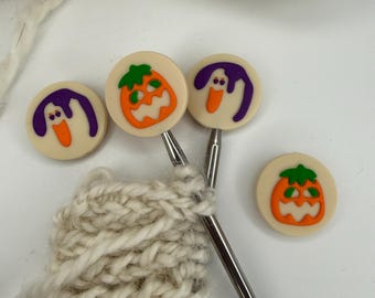 Halloween Cookie Stitch Stoppers - Needle Protectors - Knitting Notions Set Halloween