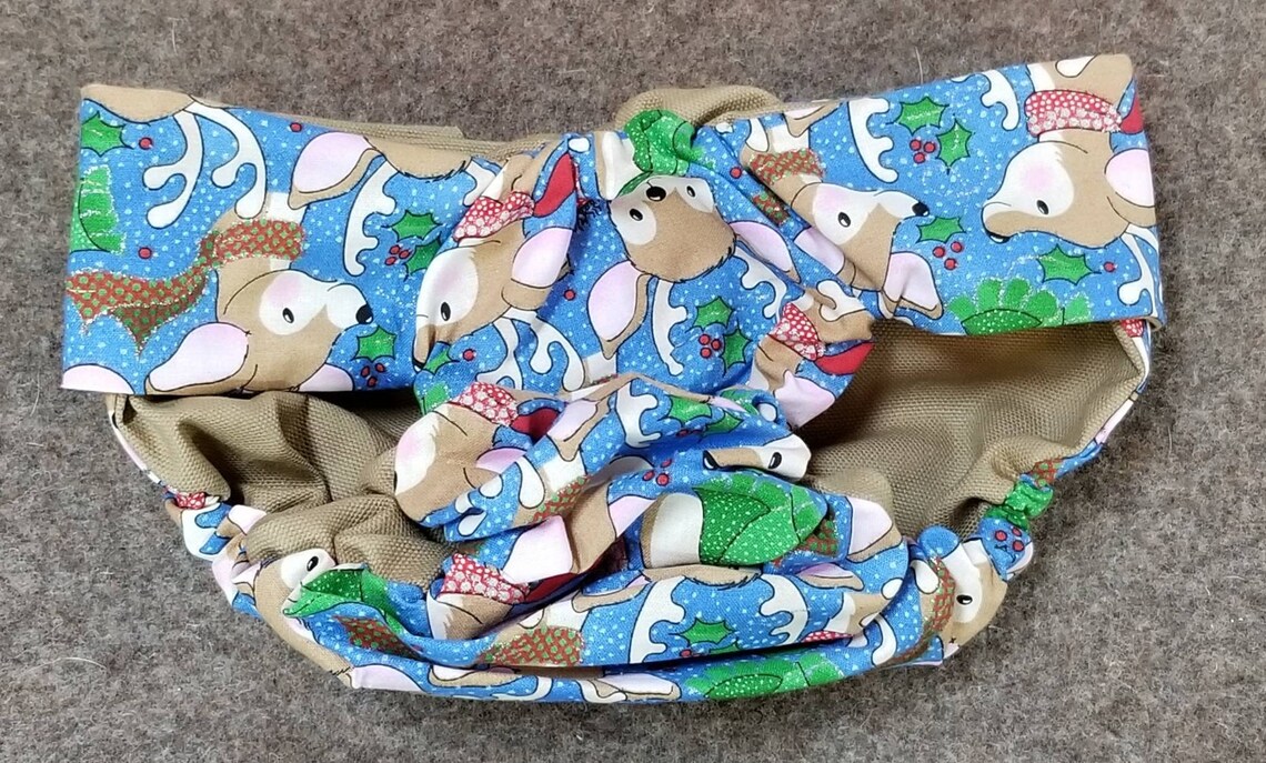 Dog Diaper Cover Reindeer on Blue Large without tail hole Etsy