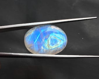 Luźny kamień szlachetny w kształcie owalnego kaboszonu z białego tęczowego kamienia księżycowego AAA (22 x 19,5 x 7 mm)
