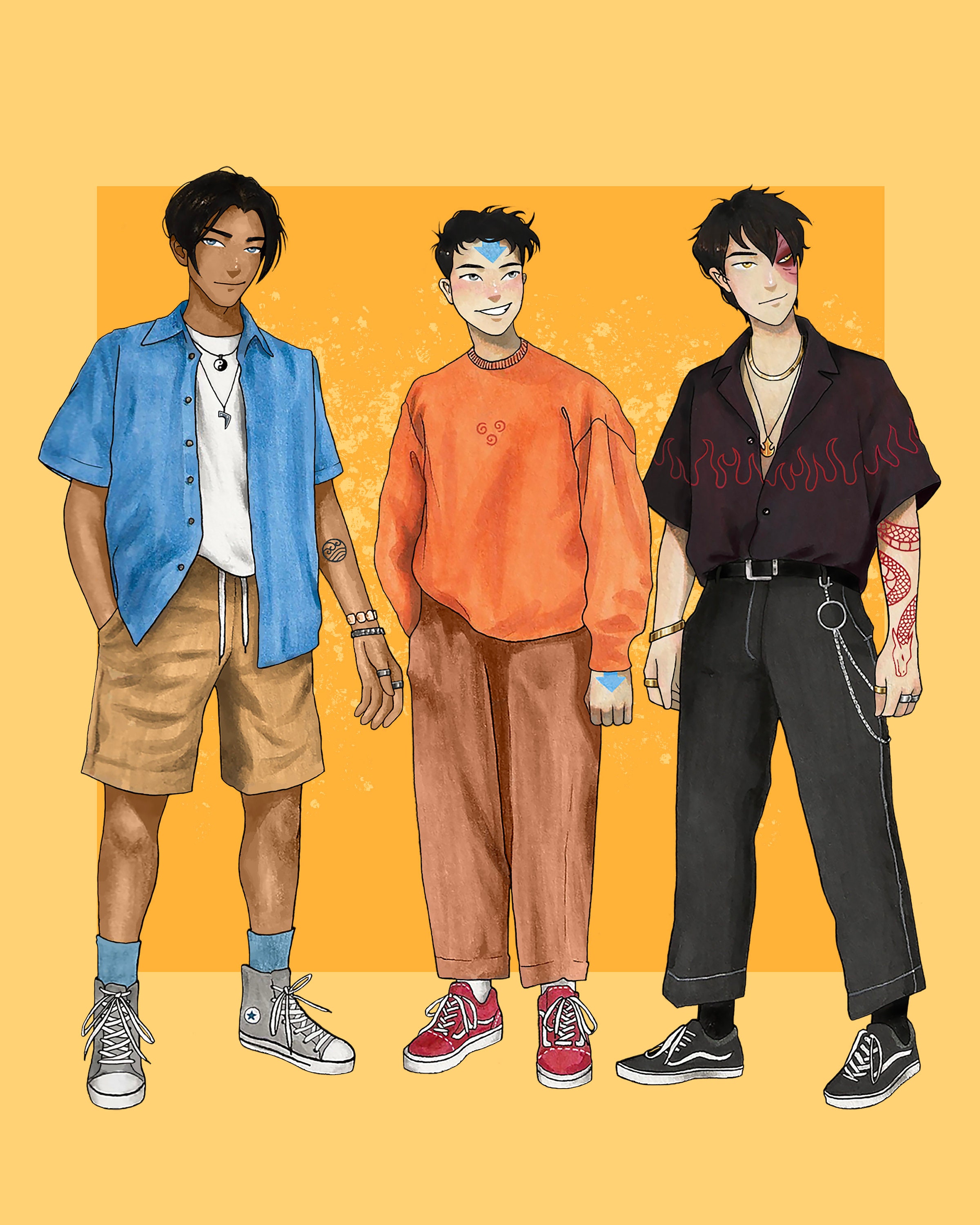 picture Fan Art Avatar The Last Airbender Aang aang sokka zuko digital version avatar the last airbender fanart