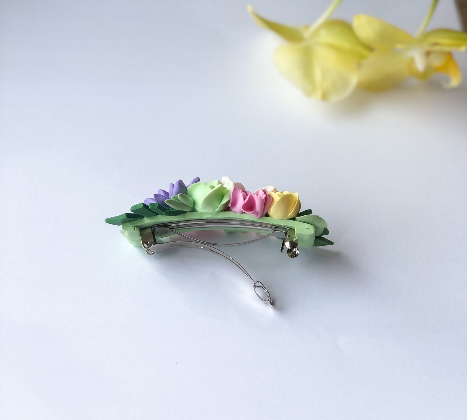 Polymer clay barrette hair accessory handmade hair clip Etsy