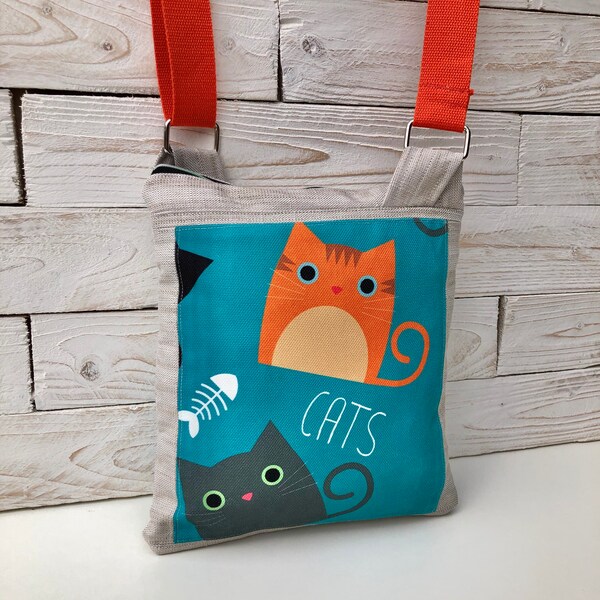 Cat Crossbody Bag, Handmade Bags, Shoulder Bags, Bags for women, PearleeArt, Messenger Bag Women