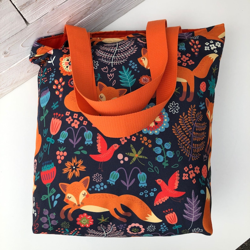 Handmade Fox Themed Tote Bag by Pearleeart Etsy