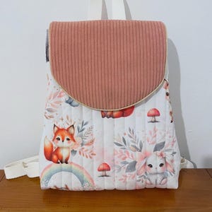 customizable velvet and quilted backpack for nursery school