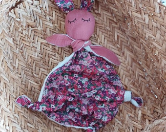 Doudou liberty of London doudou minky tout doux personnalisable double gaze