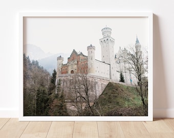 German Poster, Landscape Print, German Decor, Neuschwanstein Print