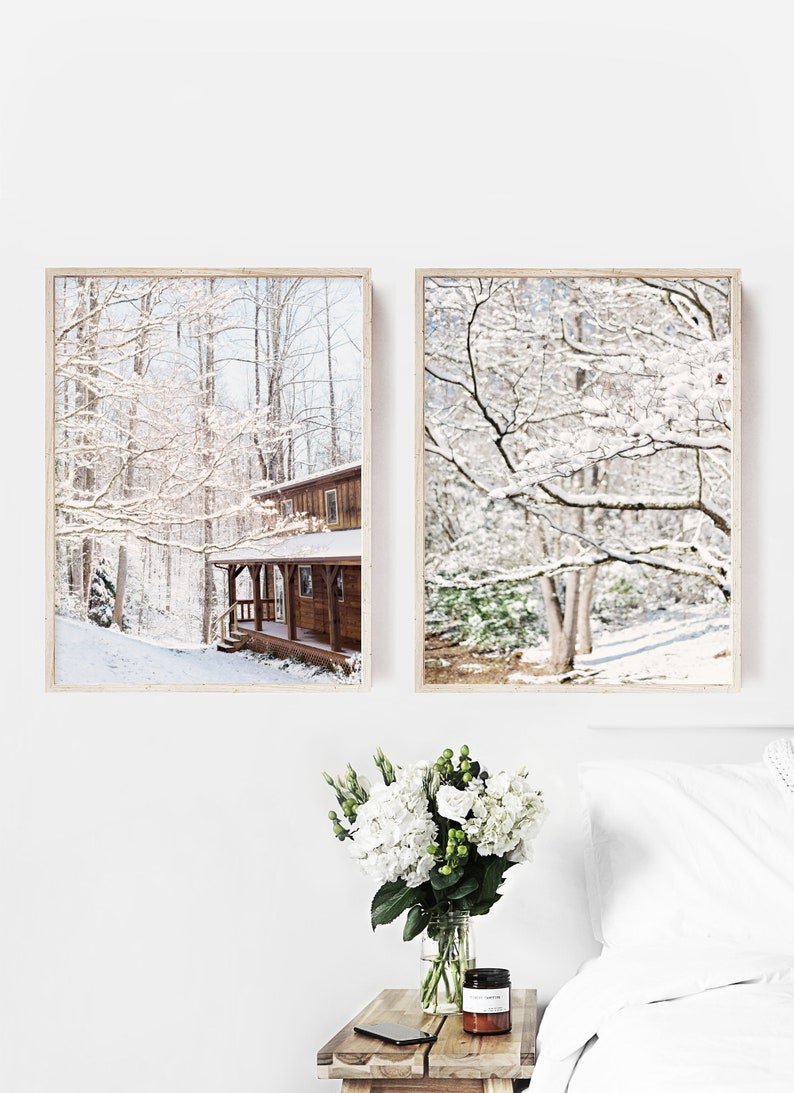 Forest Prints Winter Wall Decor Winter Wall Art Cabin Wall Etsy