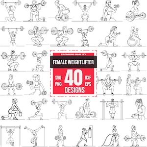 Gewichtheflijn voor dames | 40 ontwerpen voor sterke vrouwen | Fitness, fitness, powerlifting, Cricut en lasercut