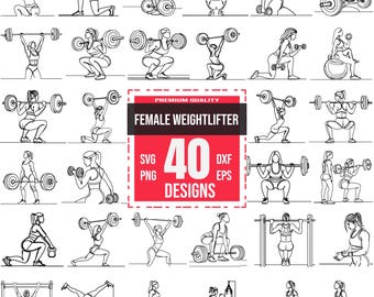 Female Weightlifting Line | 40 Strong Woman Designs | Fitness, Gym, Powerlifting, Cricut and Laser Cut