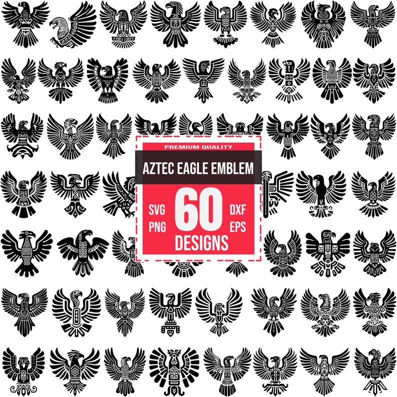 Aztec Eagle Emblem Svg Bundle, Aztec Eagle Png, Aztec Emblem Svg, Aztec ...