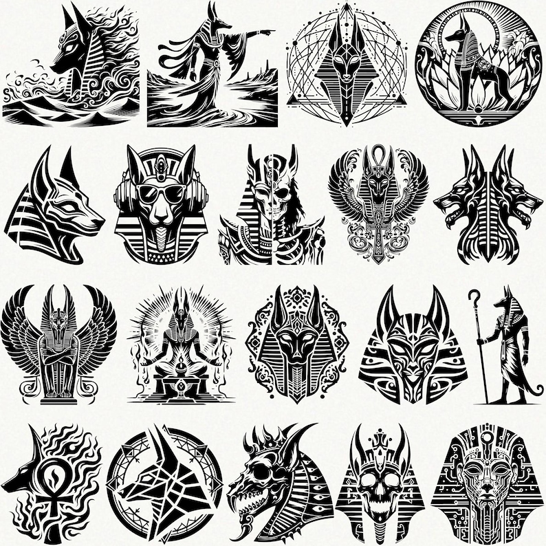 Anubis SVG Bundle – 60 Egyptian God Clipart Designs, Ancient Egypt ...