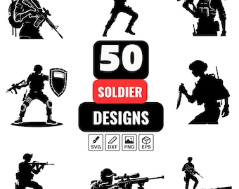Soldier SVG Bundle | 50 Military Designs | Combat, Tactical, Patriotic Clipart