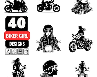 Biker Girl Svg Bundle, Biker Girl png, Biker Girl dxf,Female Biker,Biker Clipart,Biker Girl Vector,Girl on Motorcycle,Lady Rider,Biker Chick