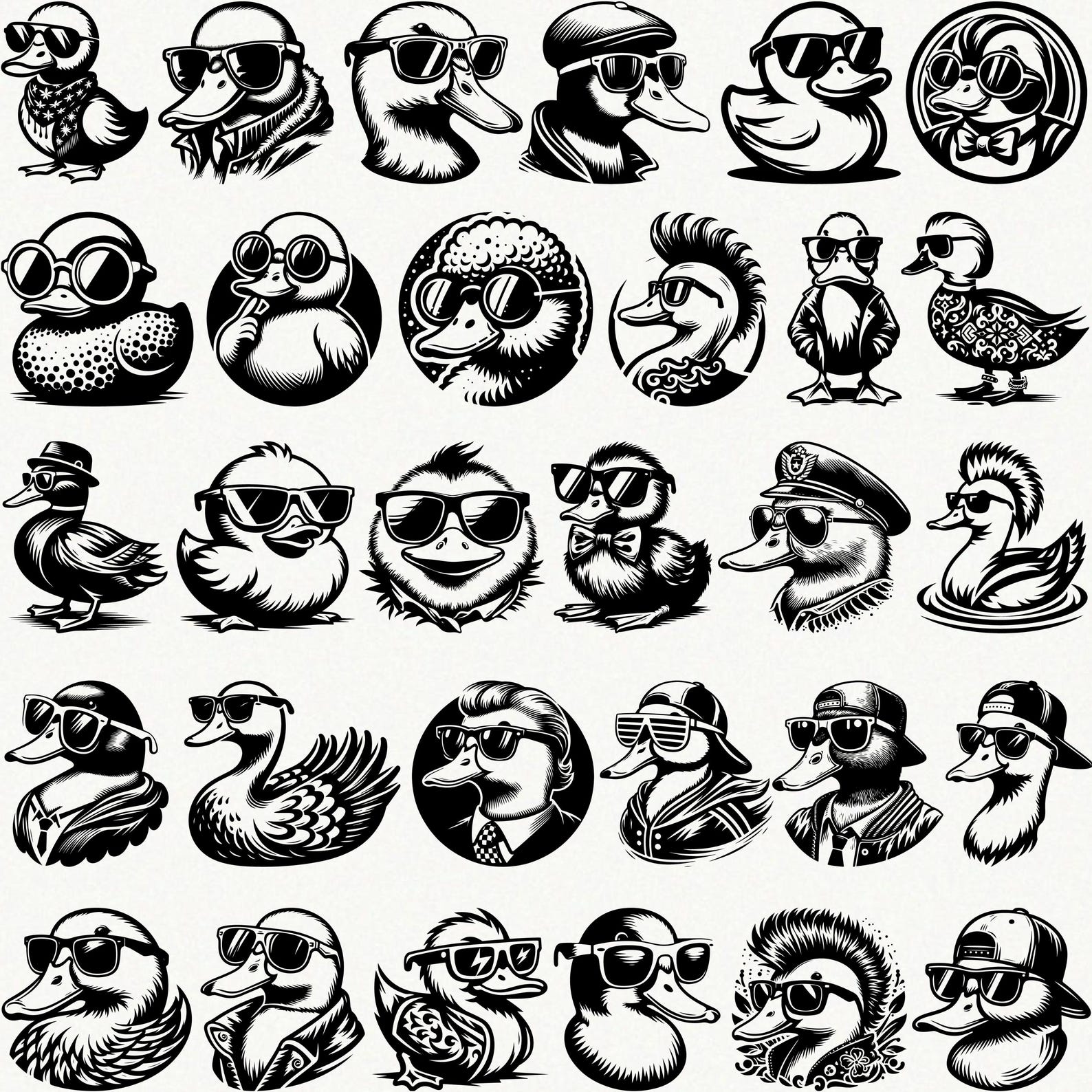 30 Duck With Sunglasses SVG Bundle | Funny Duck Clipart PNG | Cool ...