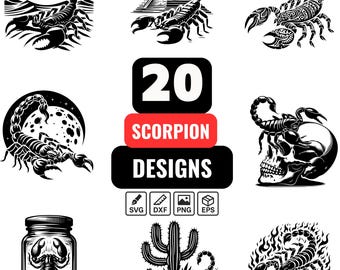 Scorpion Digital Bundle | 20 Venomous Scorpion Illustrations for Laser Cut & Cricut Projects