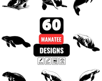 Manatee SVG Bundle: Marine Animal Illustrations (60 Files)