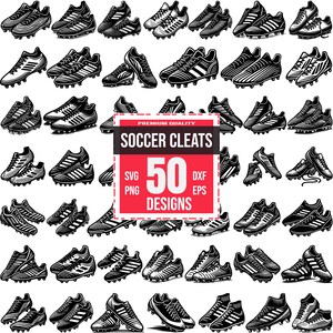 50 Soccer Cleats SVG, Football Shoes Clipart, Sports Shoe PNG, Soccer Boot Vector, Athletic Footwear DXF, Soccer Sneakers Digital Design