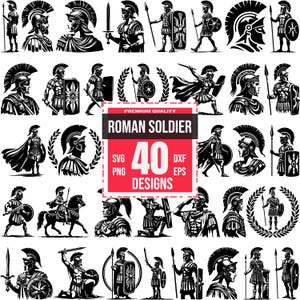 Roman Soldier SVG Bundle, Ancient Warrior PNG, Gladiator Helmet DXF, Centurion Vector Art, Legionary Clipart, Roman Empire