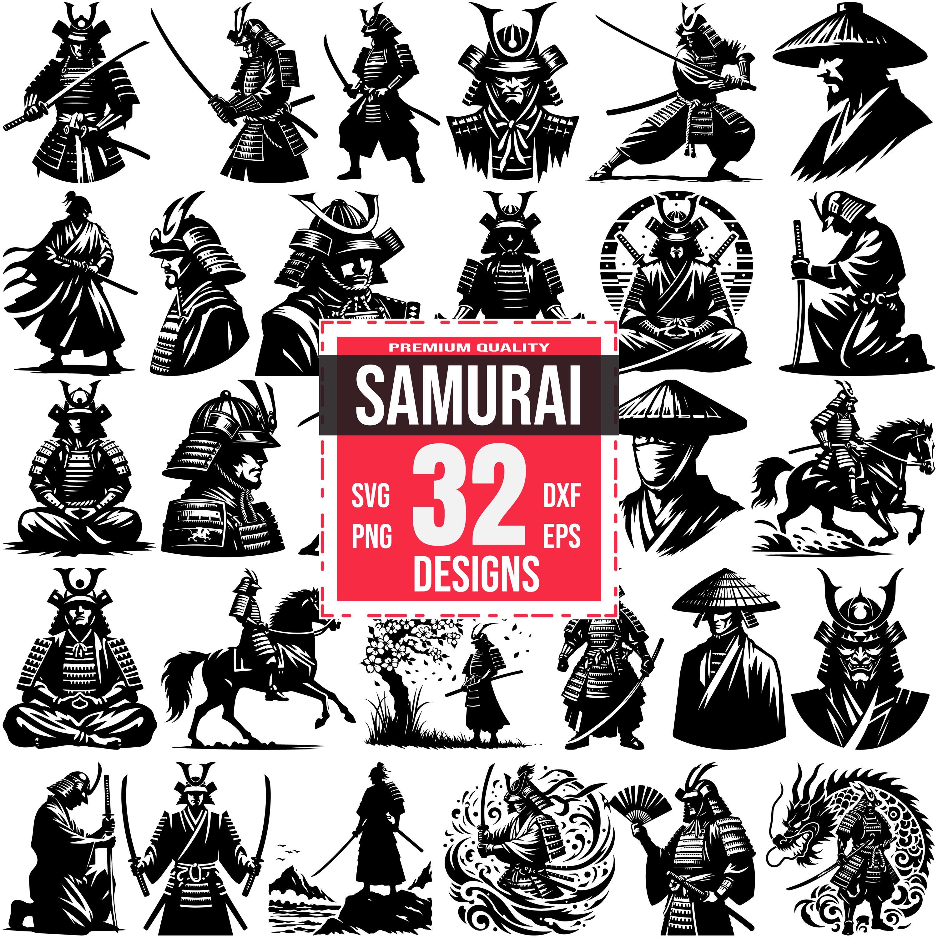 32 Samurai SVG Bundle, Japanese Warrior Clipart PNG, Ronin & Bushido ...