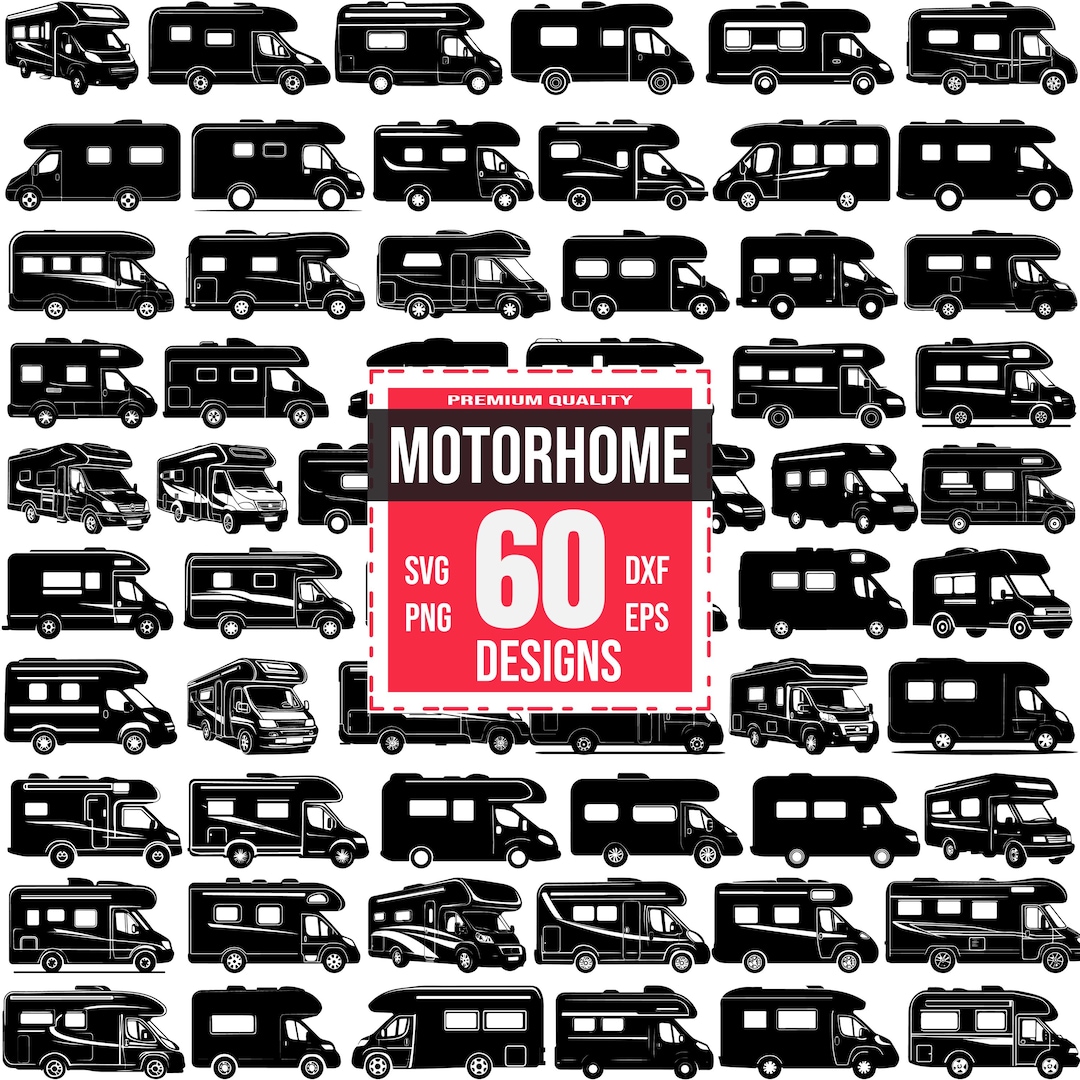 Motorhome SVG Bundle | 60 RV Camper Designs |retro Van Clipart, Travel ...