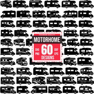 Motorhome SVG Bundle | 60 RV Camper Designs |Retro Van Clipart, Travel Trailer Art