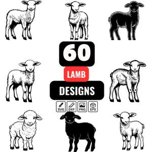 Lamb Svg Bundle, Cute Lamb Clipart, Lamb Illustration, Lamb Cut File, Sheep svg, Lamb Outline svg, Funny Lamb Clipart,Cartoon Lamb svg