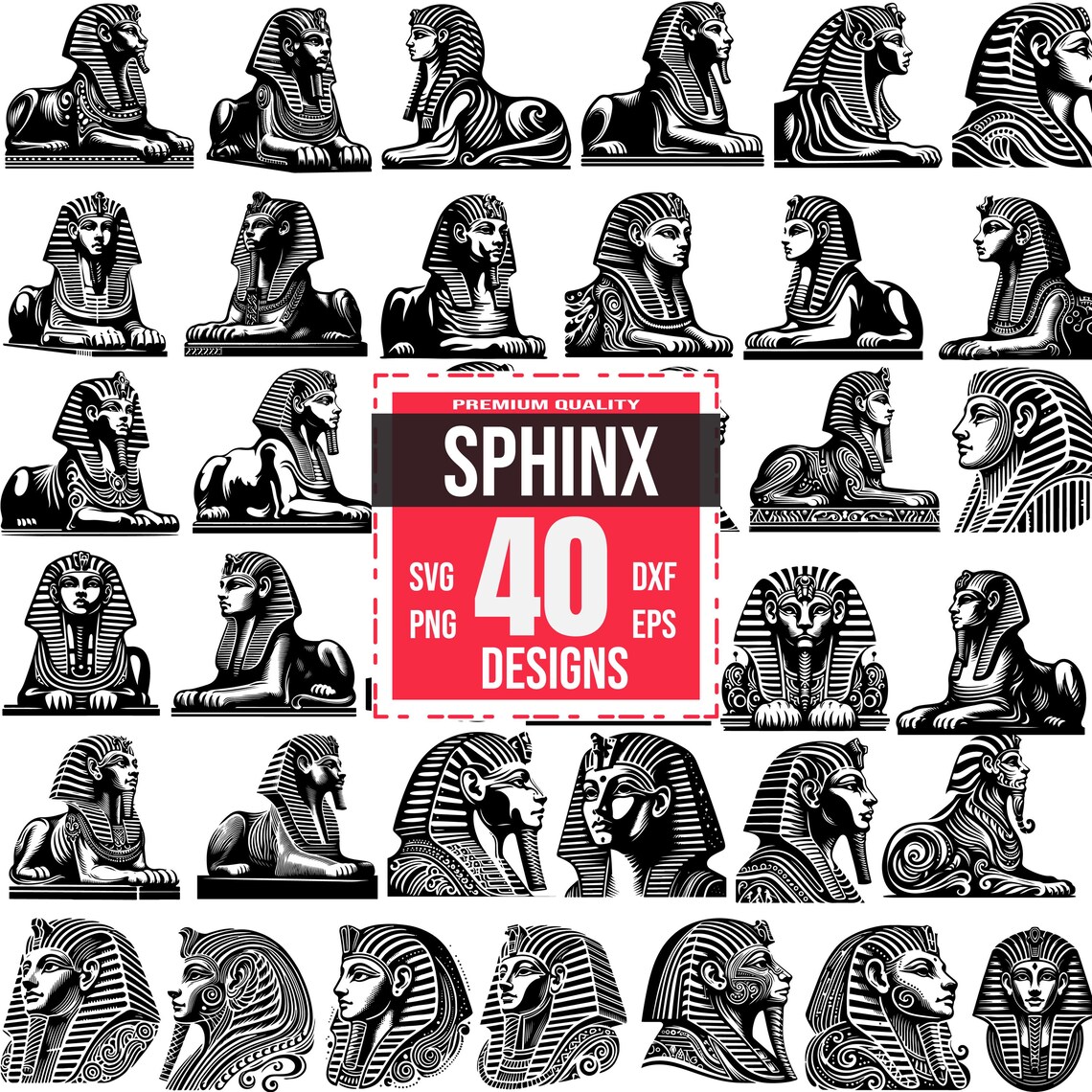 40 Sphinx SVG Bundle, Ancient Egypt Clipart PNG, Pharaoh Sphinx ...