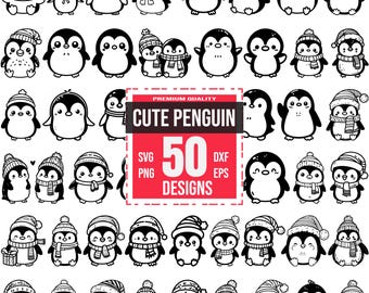 Cute Penguin Svg Bundle, Cute Penguin png, Christmas Penguin svg, Holiday Penguin svg, Festive Penguin svg, Winter Penguin svg, Baby Penguin