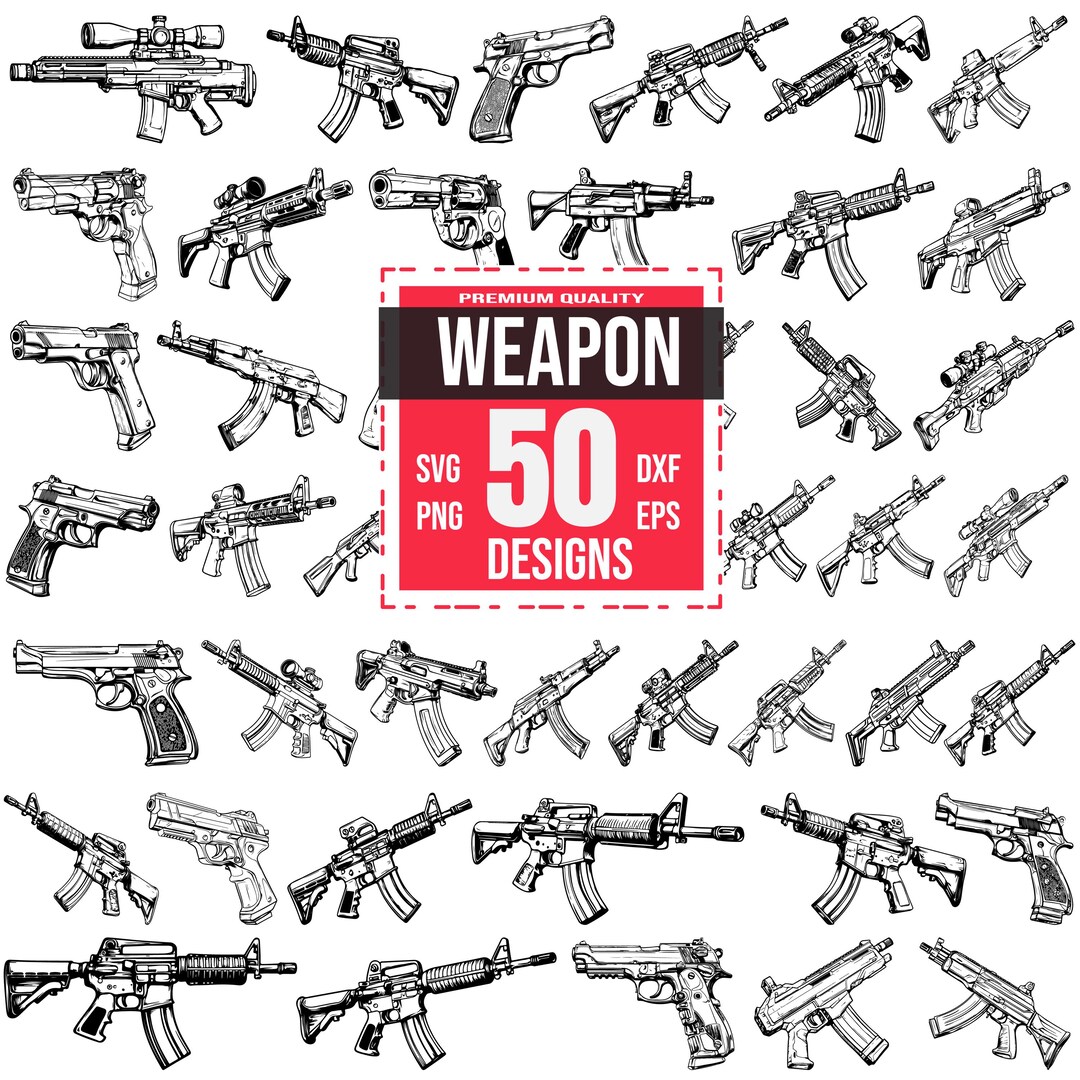 Weapon Svg Bundle, Weapon Drawing, Weapon Design, Weapon Clipart ...