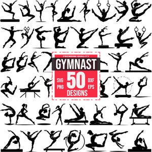Gymnastics SVG Bundle | Acrobat Clipart | Flexibility PNG | Rhythmic Gymnast DXF | Sports Files | Gymnastics Instant Download