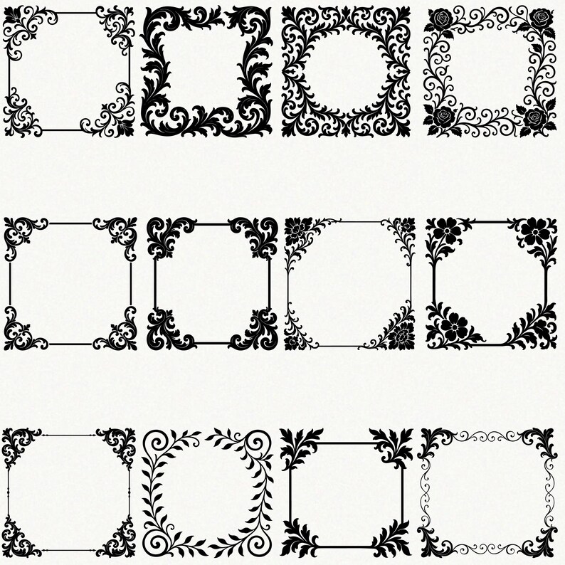 Ornamental Frame SVG Bundle – Decorative Square Borders With Corners ...