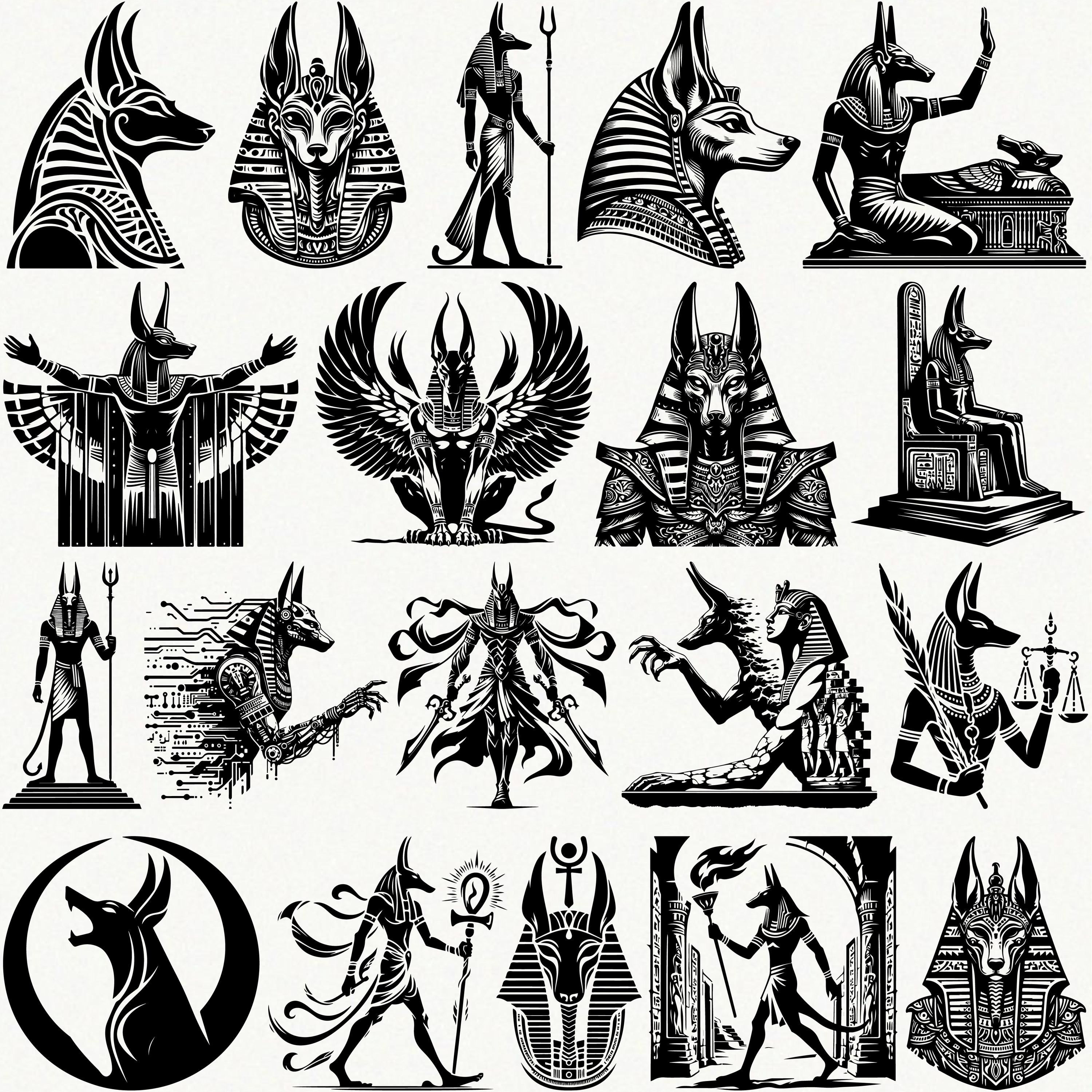 Anubis SVG Bundle – 60 Egyptian God Clipart Designs, Ancient Egypt ...