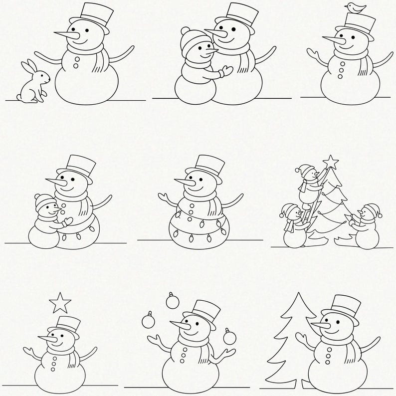 50 Snowman SVG Bundle – Cute Winter Snowmen, Christmas Family, Holiday ...