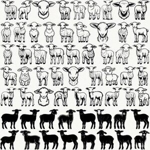 Lamb Svg Bundle, Cute Lamb Clipart, Lamb Illustration, Lamb Cut File, Sheep svg, Lamb Outline svg, Funny Lamb Clipart,Cartoon Lamb svg image 2