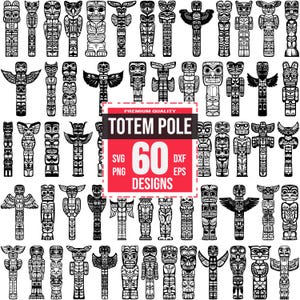 Totem Pole Svg Bundle, Totem Pole png, Totem Clipart, Totem Vector, Tribal Totem svg, Native Totem svg, Cultural Symbol svg, Spiritual Totem