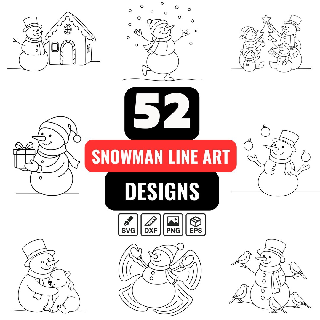 50 Snowman SVG Bundle – Cute Winter Snowmen, Christmas Family, Holiday ...