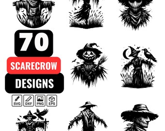 Scarecrow SVG Bundle, Scarecrow clipart, Scarecrow Png, Scarecrow Dxf, Fall Scarecrow Svg, Halloween Scarecrow Svg, Spooky Scarecrow Svg