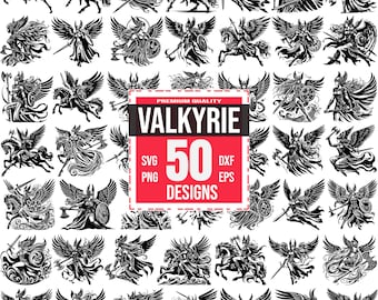 Valkyrie SVG Bundle | 50 Norse Warrior Designs | Viking Clipart, Nordic Mythology, Cricut and Laser Cut