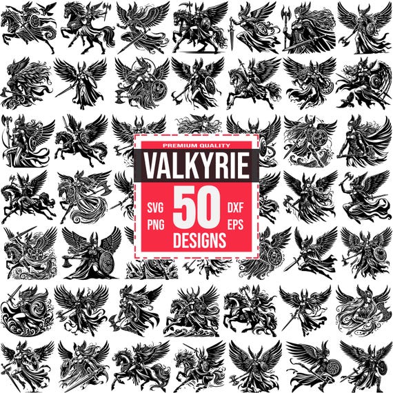 Valkyrie SVG Bundle | 50 Norse Warrior Designs | Viking Clipart, Nordic Mythology, Cricut and Laser Cut