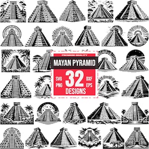 Mayan Pyramid SVG Bundle | 32 Ancient Temple Designs | Mesoamerican, Historical, Cricut Cut