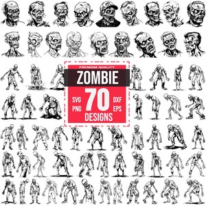 Zombie Svg Bundle, Zombie Illustration, Horror svg, Undead svg, Scary svg, Zombie Head svg, Spooky svg, Zombie Apocalypse, Zombie png