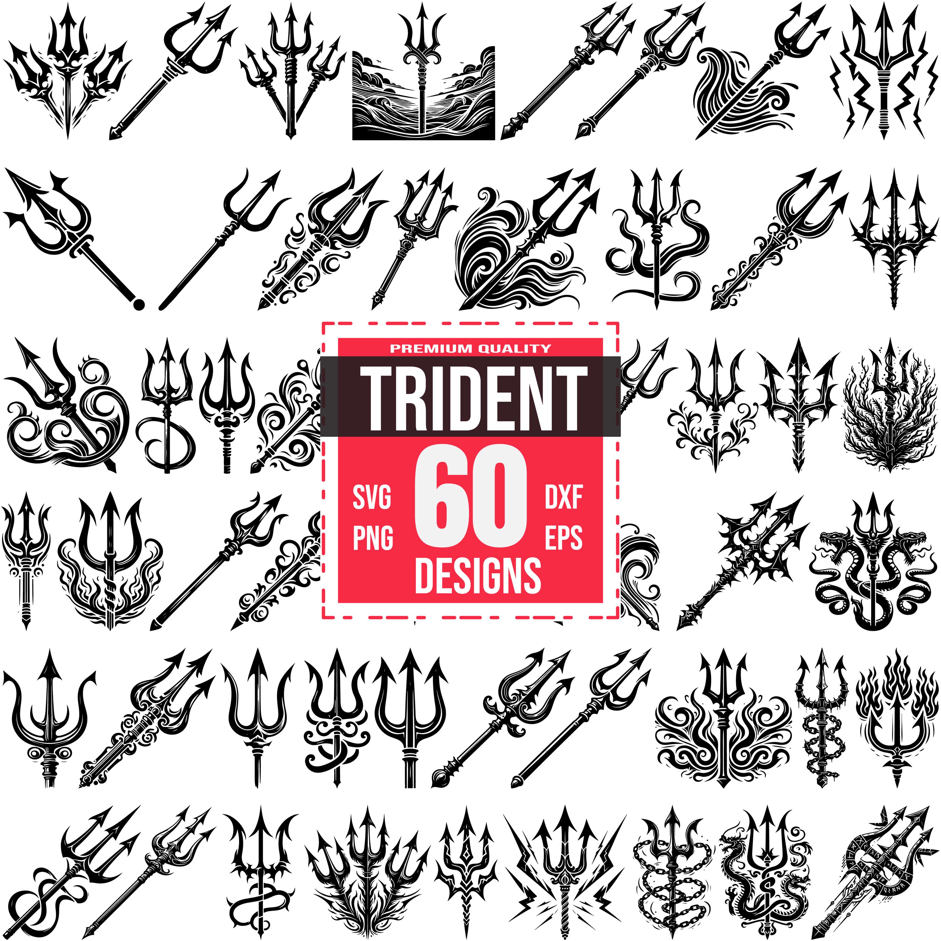 Trident SVG Bundle | 60 Powerful & Mythical Designs | Poseidon